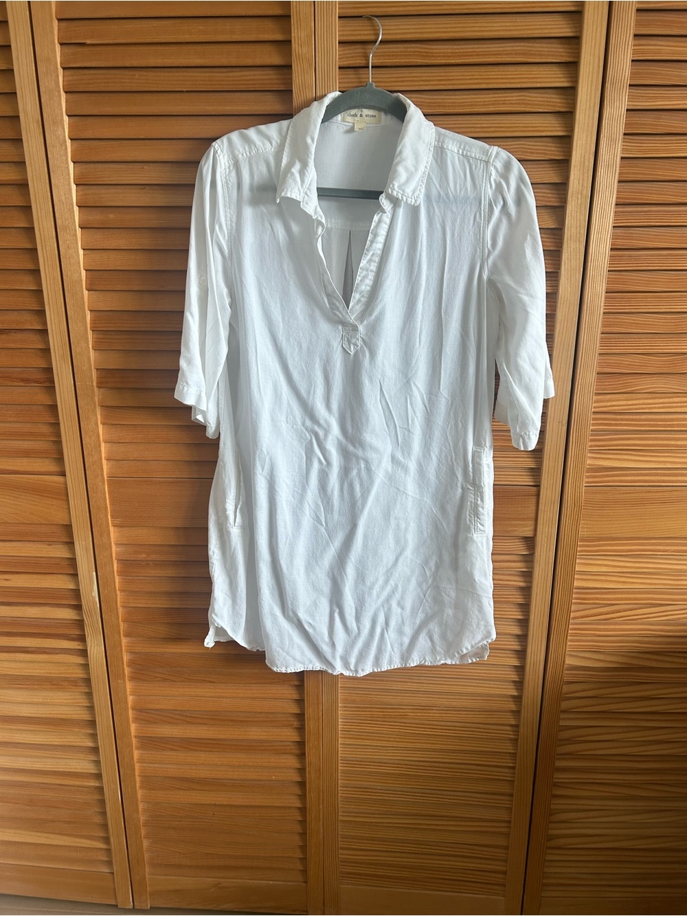 cloth & stone White Mini Shirt Dress